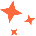 Trois étoiles oranges décoratives, utilisées pour embellir mon site web.